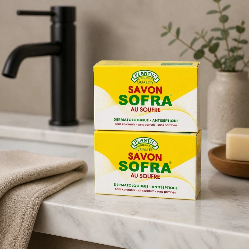Lot de 2 – Savon Sofra au Soufre Anti-Acné (Peaux Grasses & Sensibles) | Sans Parfum, Sans Paraben, Sans Colorant