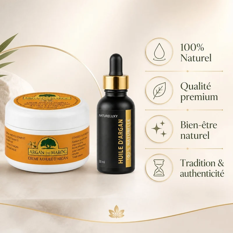 Pack Huile d'Argan 30mL Pipette + Crème à l'Huile d'Argan