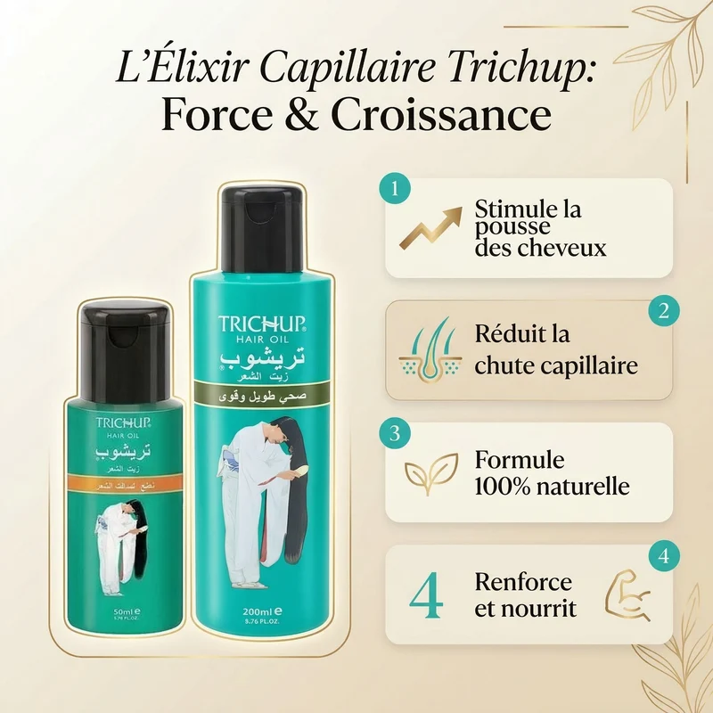 Pack Huile pour la Pousse des Cheveux 200mL + Huile Anti-chute 100mL Trichup