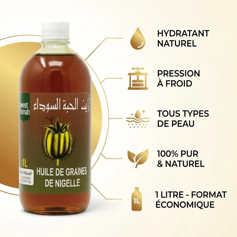 Huile de Graine de Nigelle 1L Sweet Sunnah - Pressée à Froid