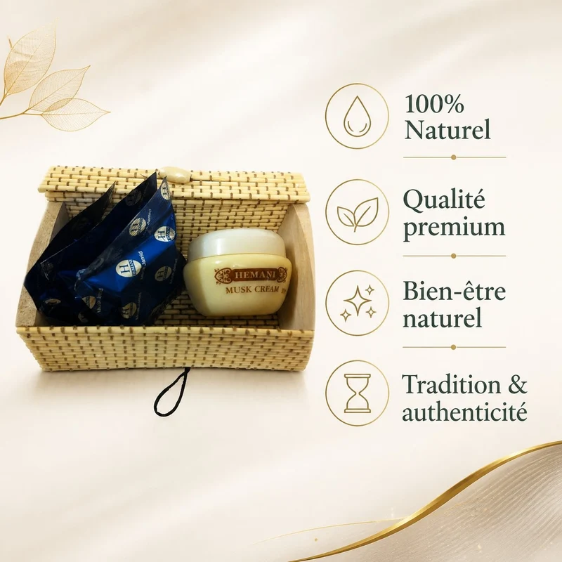 Pack crème musc + 2 carrés de musc blanc jamid Hemani – parfum solide