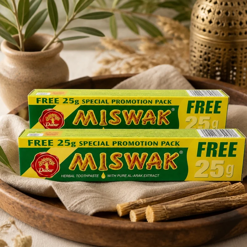 Lot de 2 Dentifrices Miswak Dabur Sans Fluor Siwak arak brosse à dent