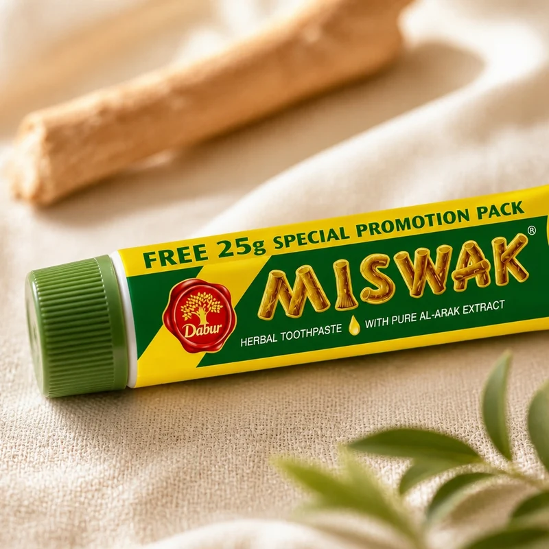 Lot de 2 Dentifrices Miswak Dabur Sans Fluor Siwak arak brosse à dent