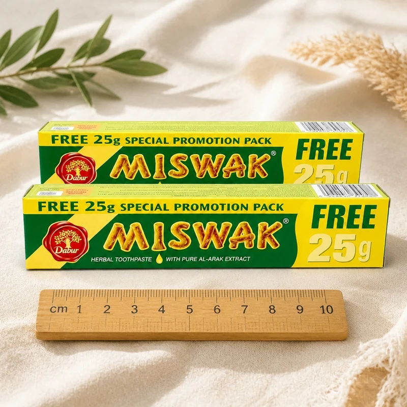Lot de 2 Dentifrices Miswak Dabur Sans Fluor Siwak arak brosse à dent