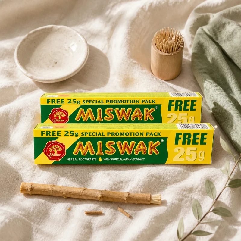 Lot de 2 Dentifrices Miswak Dabur Sans Fluor Siwak arak brosse à dent