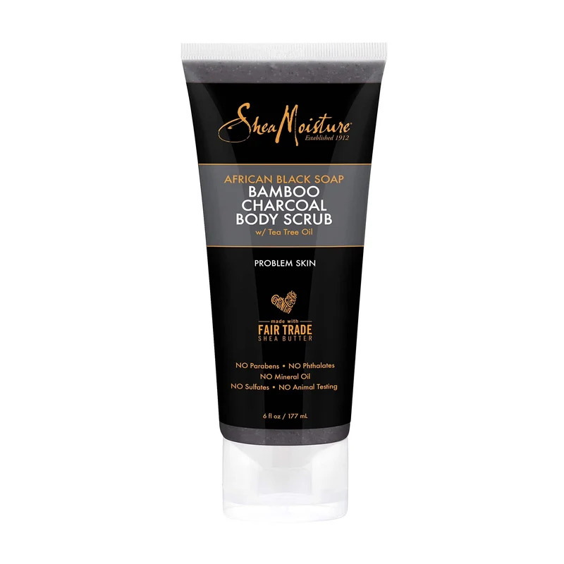 Shea Moisture — African Black Soap - Gommage Corporel au Charbon et de l'huile d'Arbre à Thé - 177g