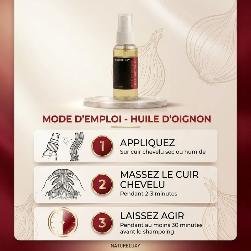 Huile d’Oignon 100% Naturelle – Macérat – Spray 100 ml – Soin Cheveux & Cuir Chevelu