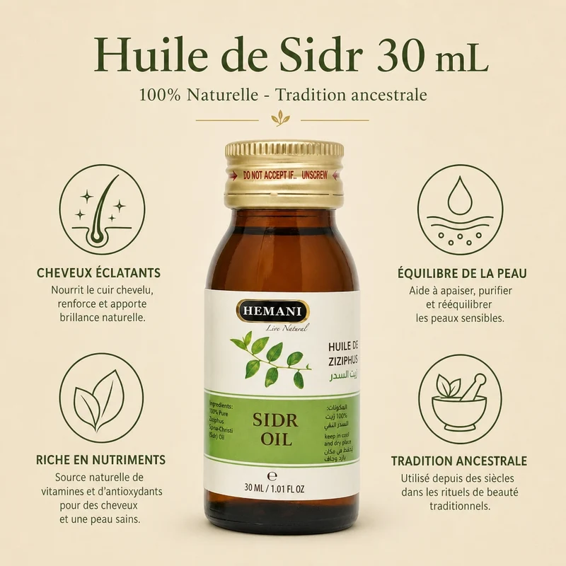 Huile de Sidr 30mL Hemani 100% naturel