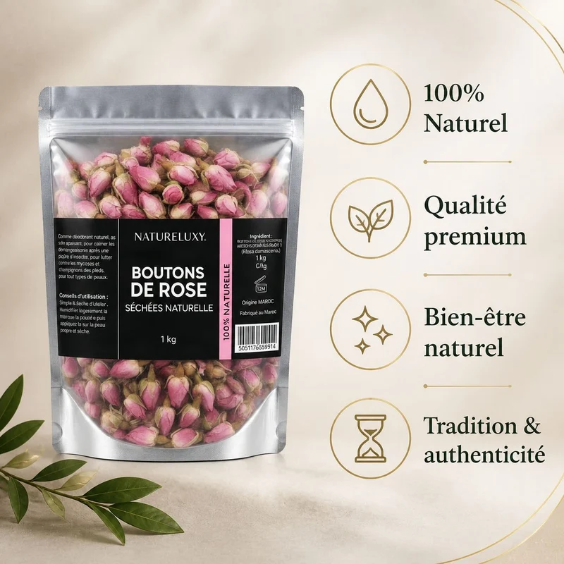 Rose Bourgeons Pétales de Rose Séchés Brute 1kg