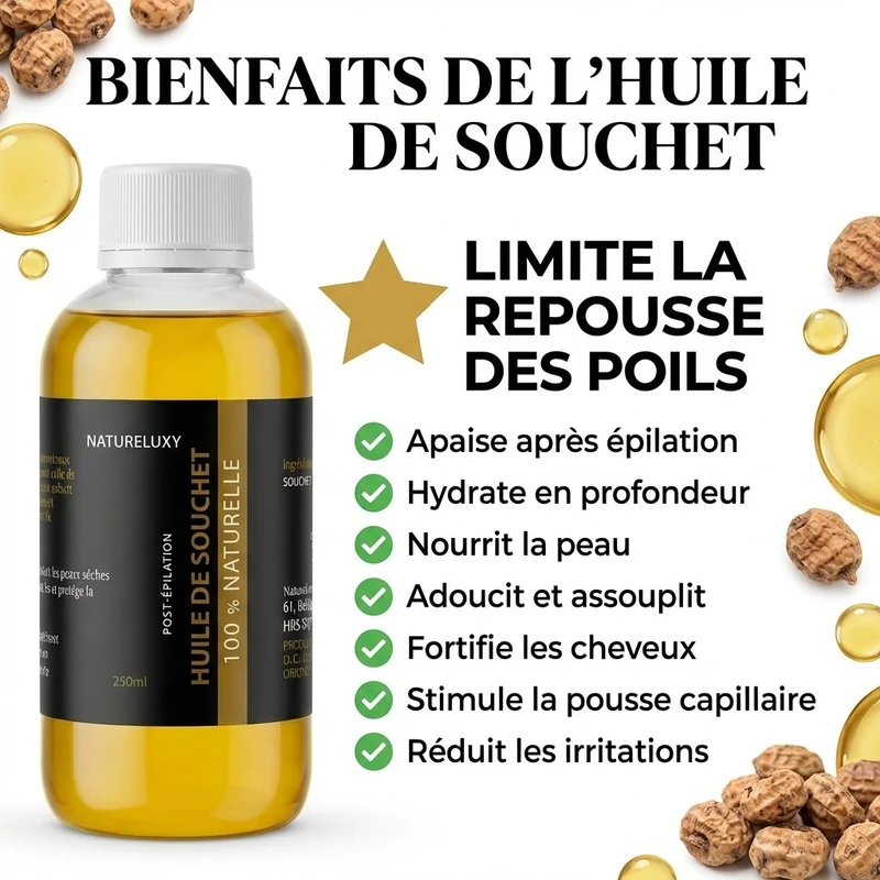Huile de souchet 250 mL | 100 % naturelle