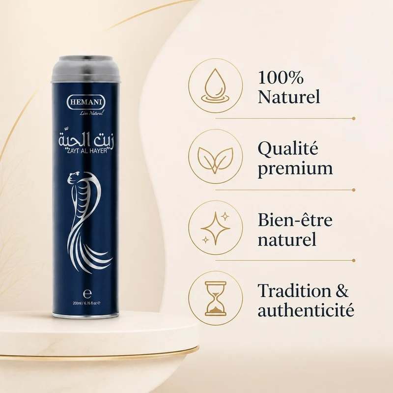 5 Huiles de Serpent Pour la Pousse des Cheveux Zait Al Hayee - Hemani - 250 ml