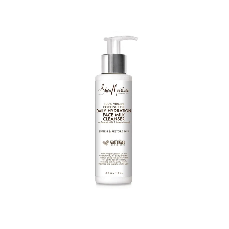 Shea Moisture - 100% Virgin Coconut Oil - Lait nettoyant visage "Daily Hydration" - 118ml
