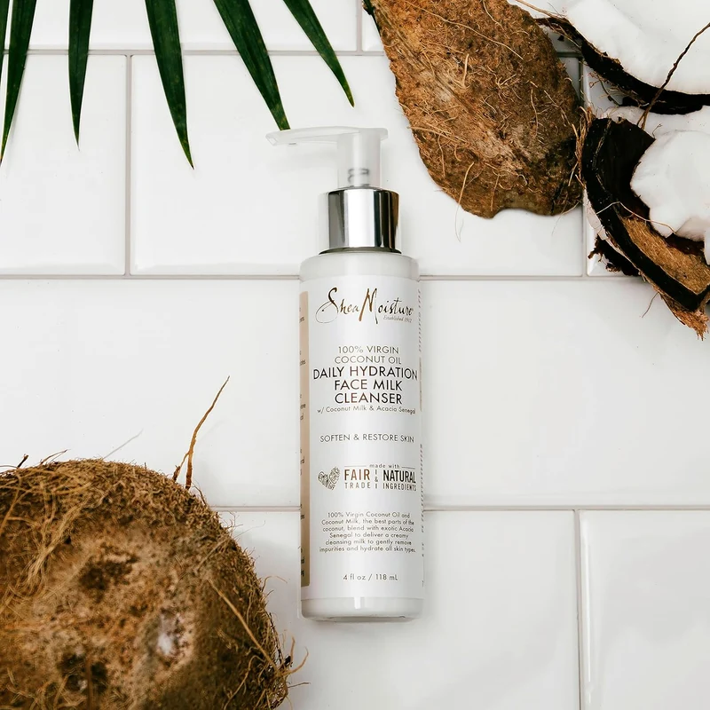 Shea Moisture - 100% Virgin Coconut Oil - Lait nettoyant visage "Daily Hydration" - 118ml