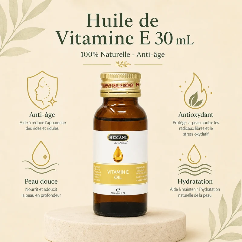 Huile de Vitamine E 30mL 100% Naturelle Hemani
