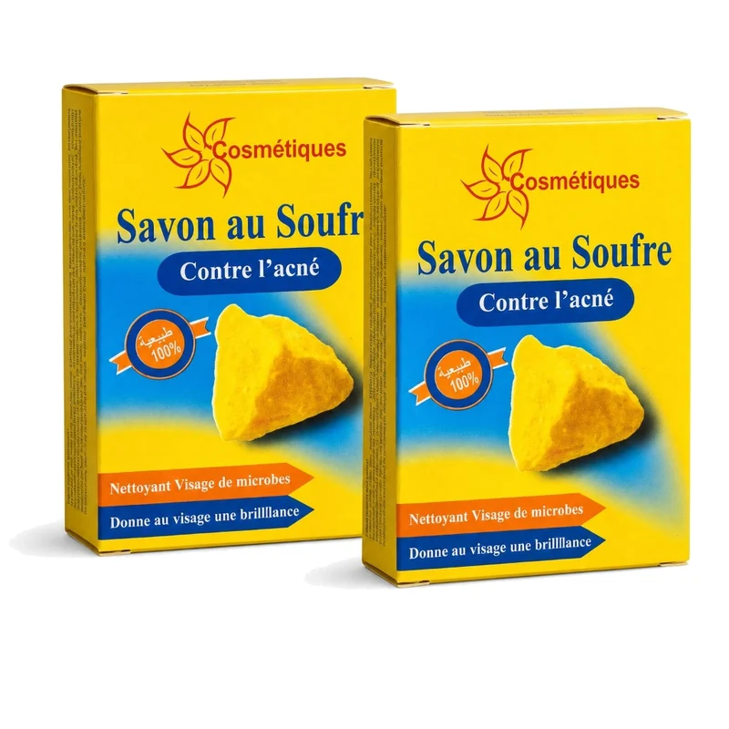 Lot de 2 Savon au Soufre Contre L' Acné dermatologique Fabio 80g