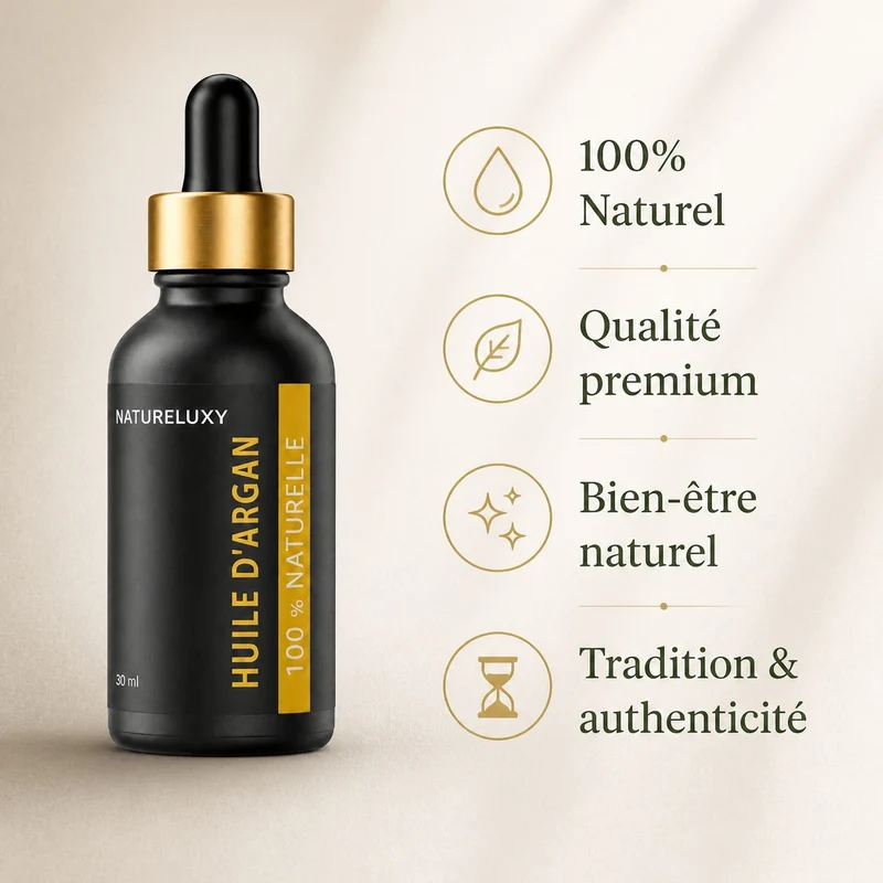 Huile d’Argan 30 mL Pipette – Origine Maroc – Soin Peau & Cheveux