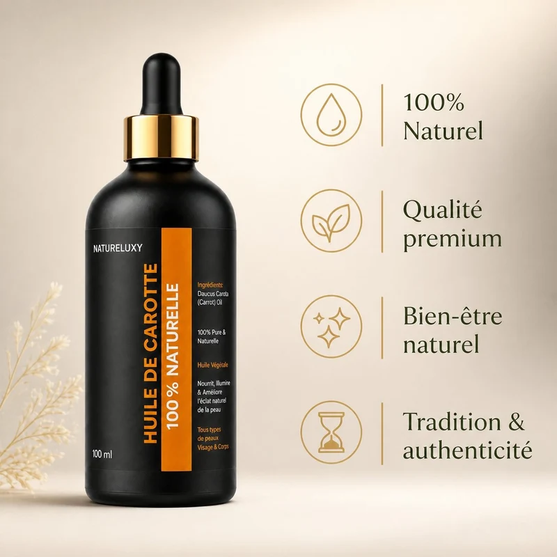Huile de Carotte 100mL pipette 100% Naturelle