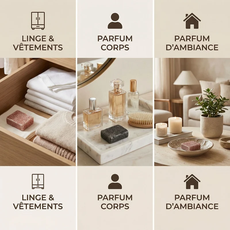 Lot de 2 carrés de musc ambré et noir – parfum solide