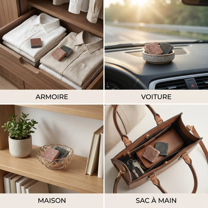 Lot de 2 carrés de musc ambré et noir – parfum solide