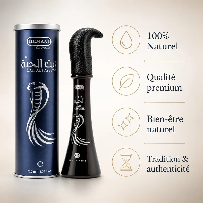 Huile de Serpent 120 ml Hemani Zait Al Hayee - Huile capillaire aux huiles végétales