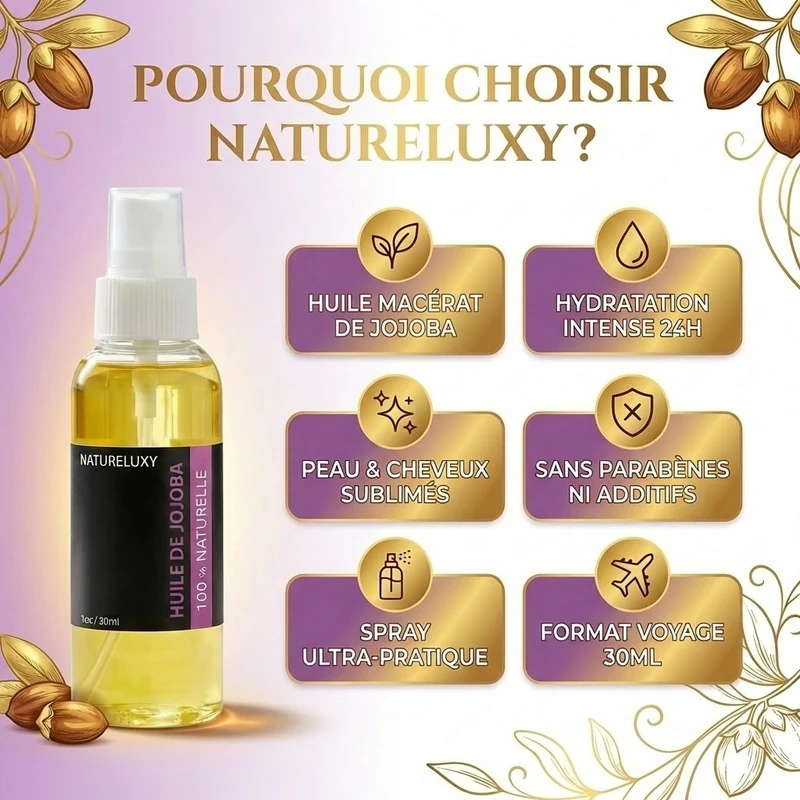 huile de Jojoba 30mL Spray 100% Naturelle