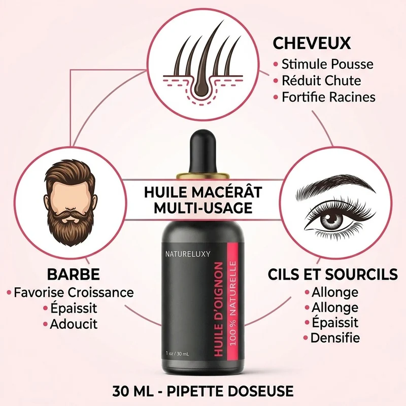 Huile d’Oignon 100% Naturelle 30 ml — Macérat huileux, Soin Cheveux & Cuir Chevelu