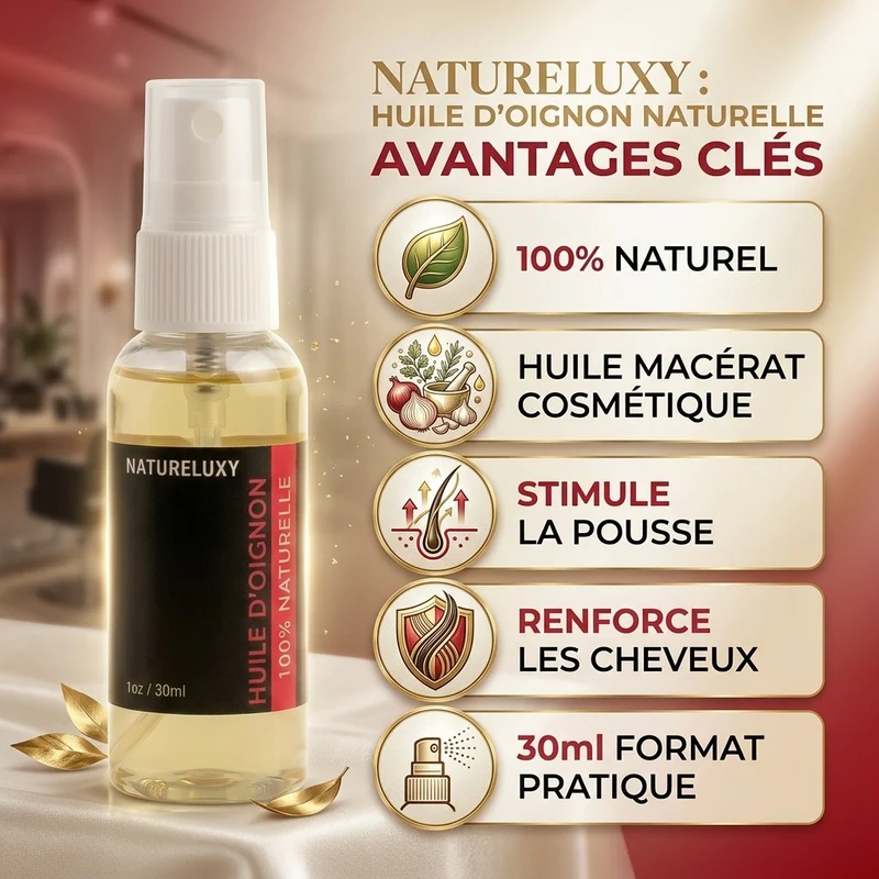 Huile d’Oignon 30 ml Spray 100% Naturelle – Soin cheveux & peau