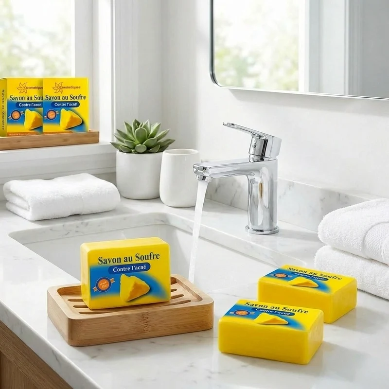 Lot de 4 Savons au Soufre Fabio 80 g | Peaux grasses à imperfections
