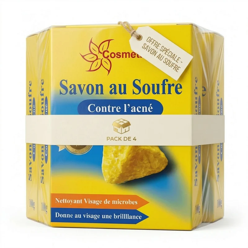Lot de 4 Savons au Soufre Fabio 80 g | Peaux grasses à imperfections