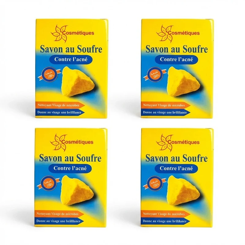 Lot de 4 Savons au Soufre Fabio 80 g | Peaux grasses à imperfections