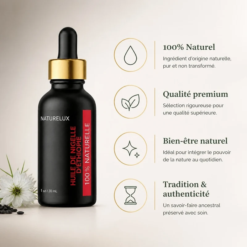 Huile de Nigelle d’Éthiopie 30 ml - Pipette Cheveux et Peau