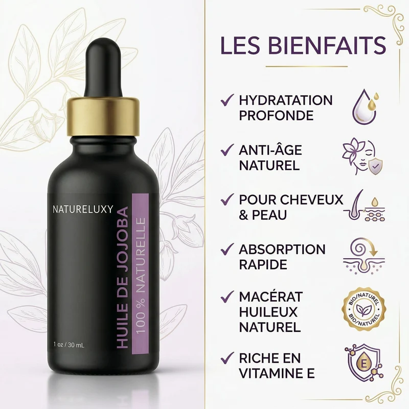 Huile de Jojoba 30 mL Pipette — 100% Naturelle