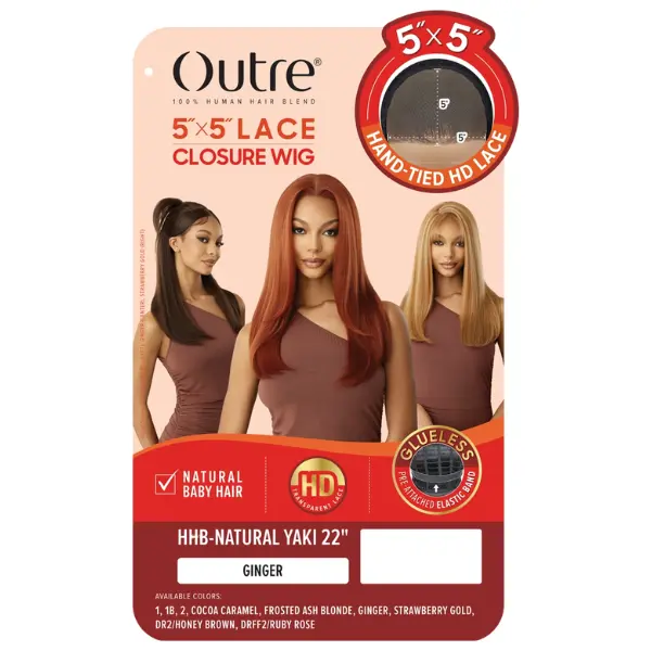 Perruque Closure 5X5 Straight Natural Yaki 22" - Outré