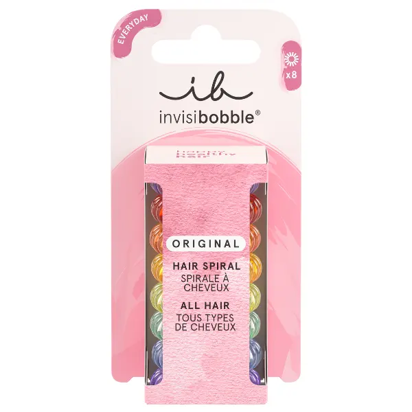 Elastiques à Spirales ORIGINAL Rainbow Vibes Lot de 8 - Invisibobble