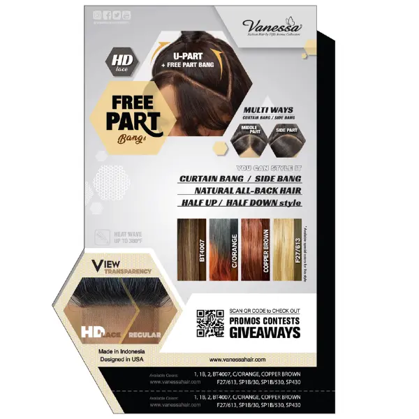 Perruque HD Lace Ondulée Bang Wave - Vanessa