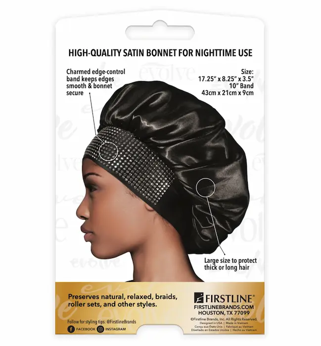 Bonnet Satin Large Bande et Strass - Evolve