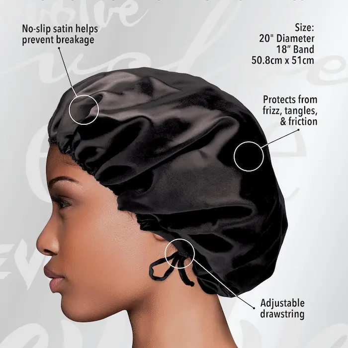 Bonnet Nuit Satin Rond avec attaches - Evolve Luxe