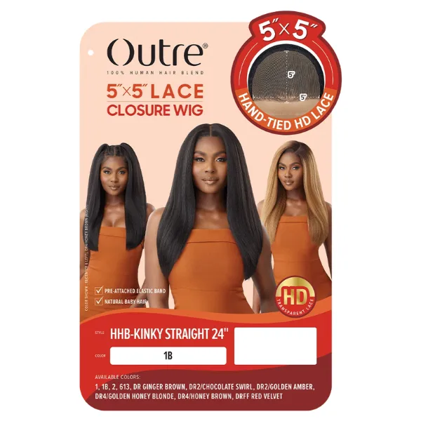 Perruque Kinky Straight Closure HD 5x5 24" - Outre