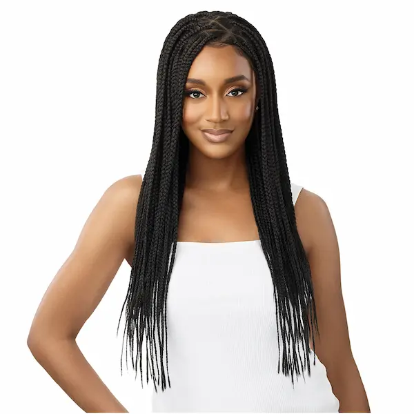Perruque Lace Wig Tressée 13X4 Noire Knotless Triangle Part Braids - Outré