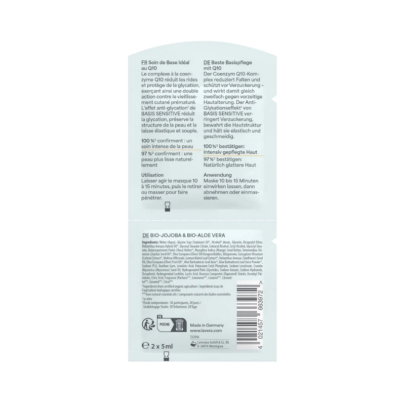 Masque Anti-rides à la Coenzyme Q10 - Basis Sensitiv