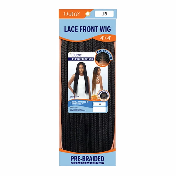 Perruque Tressée FEED-IN BOX BRAIDS 36" - Lace HD 4X4 Outré