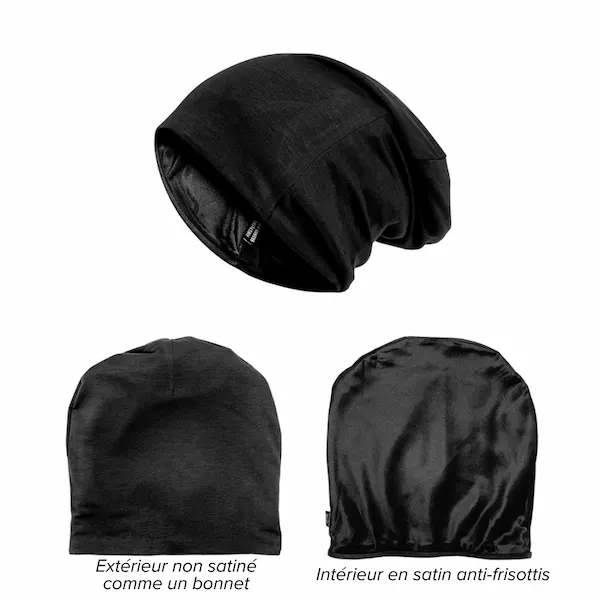 Bonnet doublé en Satin Soc Noir - Evolve