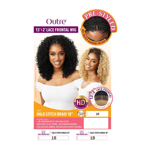 Perruque Lace Front Blonde Halo Stitch Braid 18 pouces - Outré