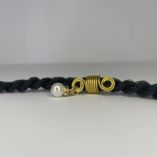 Bague cheveux tresses locks spirale or avec perle