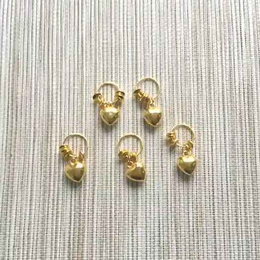 5 bijoux cheveux coeur doré pour nattes, tresses et locks