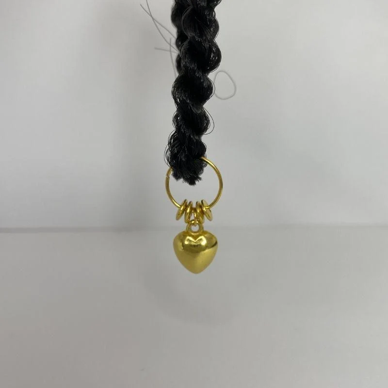 5 bijoux cheveux coeur doré pour nattes, tresses et locks