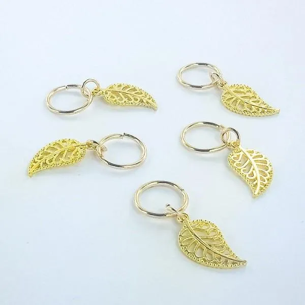 5 Bijoux pour tresses nattes et locks - Breloque Charm Feuilles