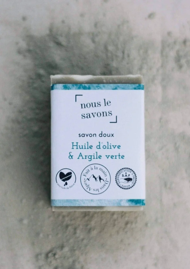 Savon bio doux – Huile d'olive & Argile verte