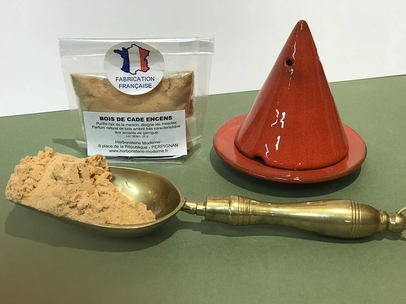 Diffuseur Brûleur Lampe Merlin en céramique + sachet de poudre de Bois de Cade