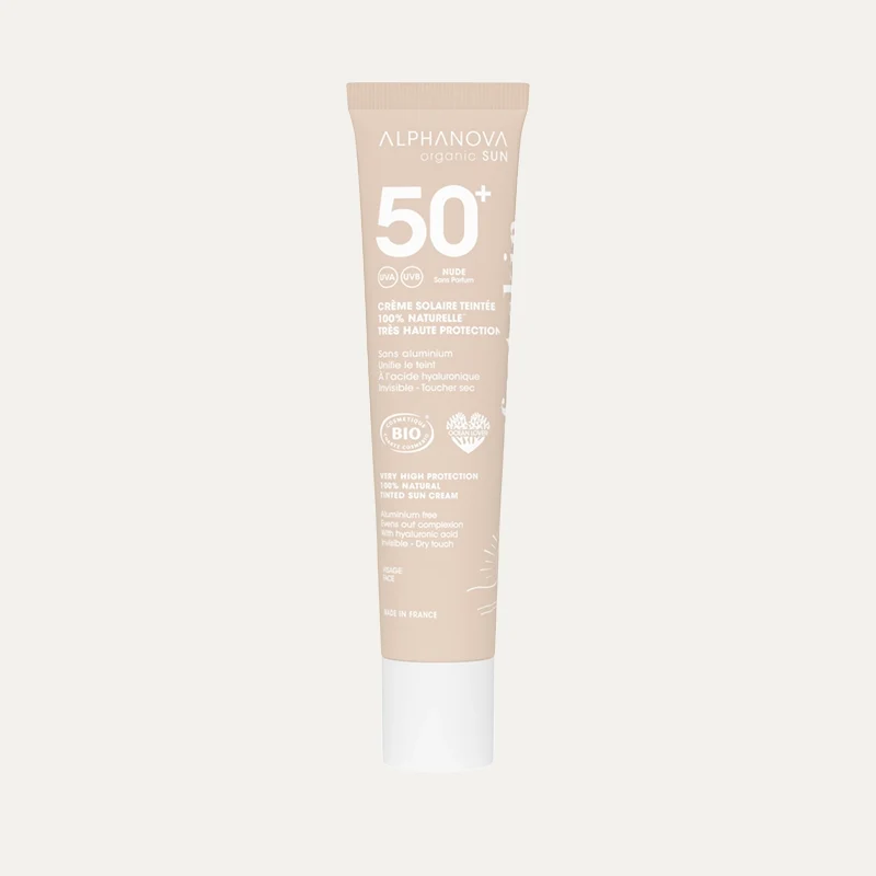 Crème solaire teintée nude SPF 50+ BIO